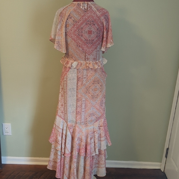 Misa Los Angeles Pink Long Ruffle Dress, US XS - Picture 3 of 7